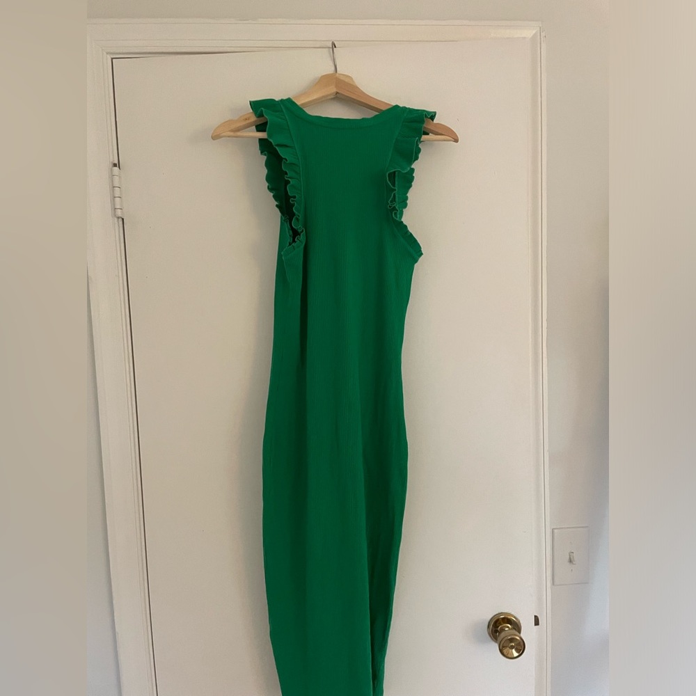 Green Ruffle Midi Dress - Picture 3 of 4
